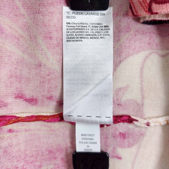 Chicos Floral Cardigan Size 0 Small Multicolor Lightweight Swearter Office Cozy - Picture 9 of 10